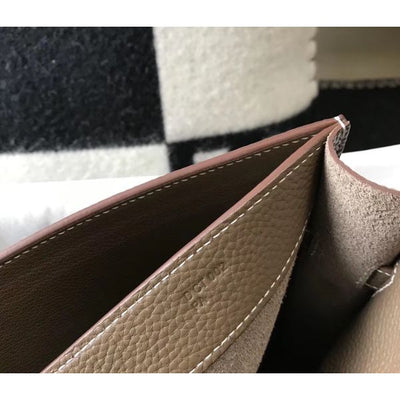 HERM Kelly Depeche 34 Briefcase In Taupe Calfskin