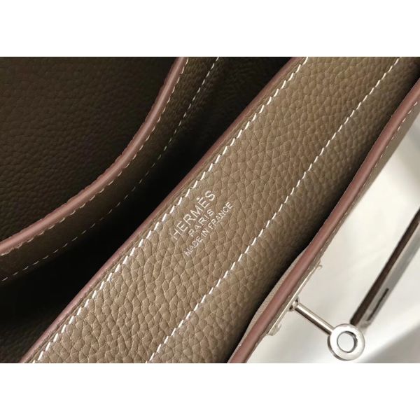 HERM Kelly Depeche 38 Briefcase In Taupe Calfskin