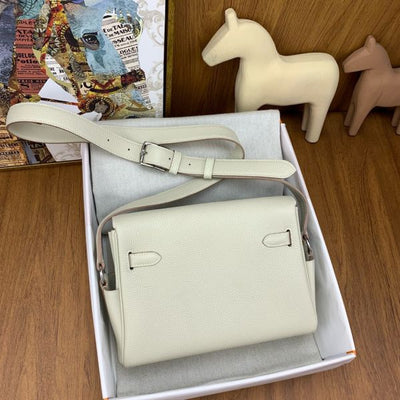 HERM Kelly Messenger Bag in Craie Clemence Leather
