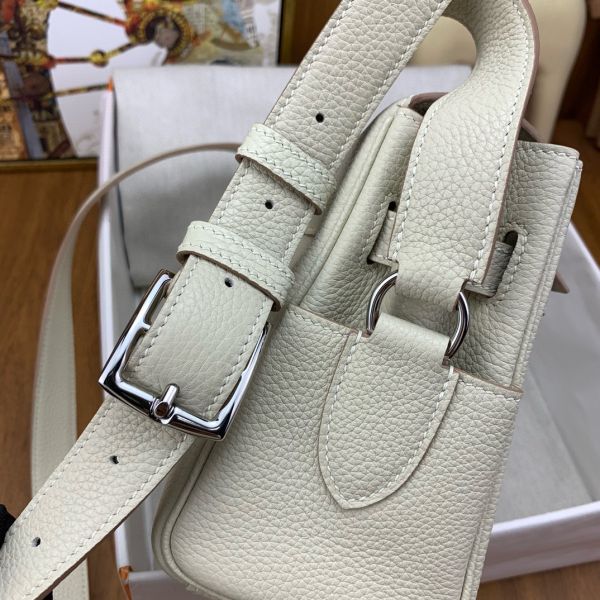 HERM Kelly Messenger Bag in Craie Clemence Leather