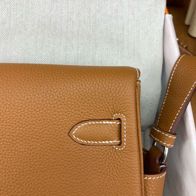 HERM Kelly Messenger Bag in Gold Clemence Leather