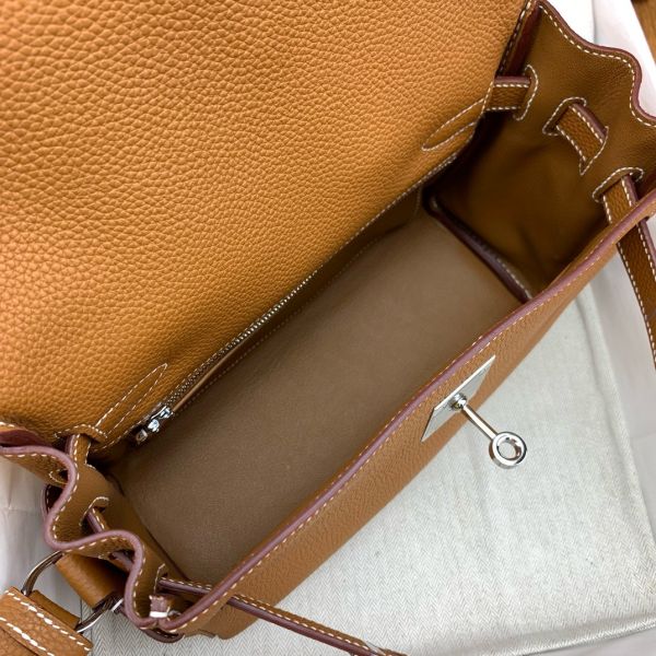 HERM Kelly Messenger Bag in Gold Clemence Leather