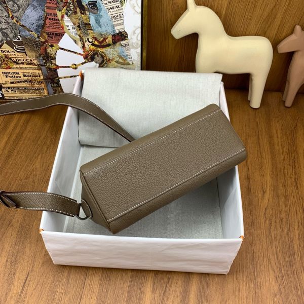 HERM Kelly Messenger Bag in Taupe Clemence Leather