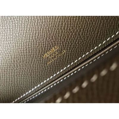 HERM Kelly Pochette Bag In Taupe Grey Epsom Leather