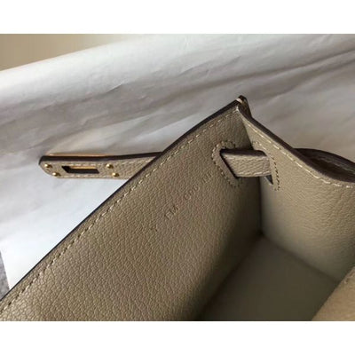 HERM Kelly Pochette Bag In Gris Tourterelle Epsom Leather