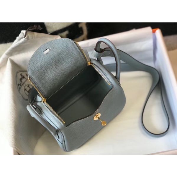 HERM Lindy Mini Bag In Blue Lin Clemence Leather GHW