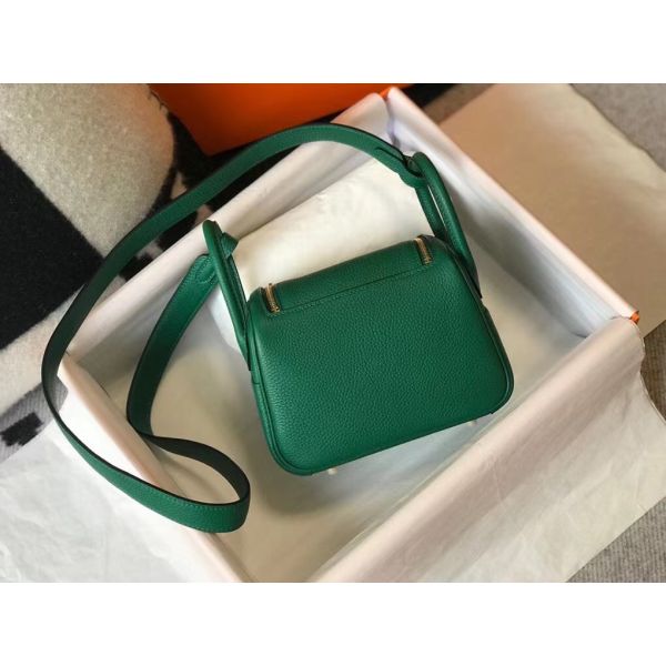 HERM Lindy Mini Bag In Green Clemence Leather GHW