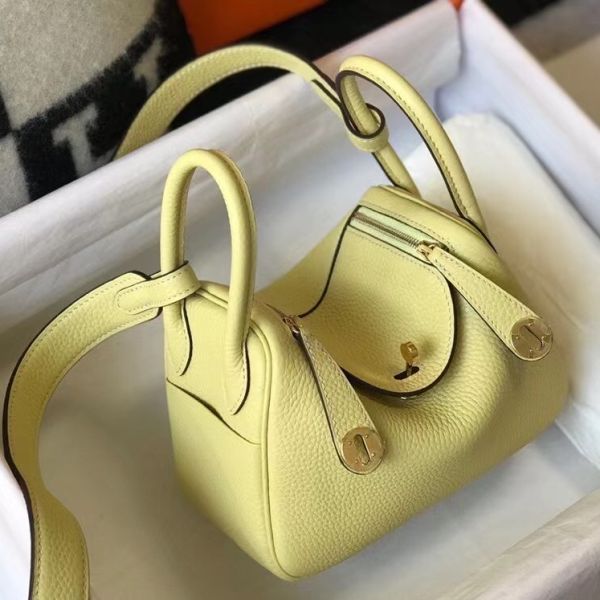 HERM Lindy Mini Bag In Jaune Poussin Clemence Leather GHW
