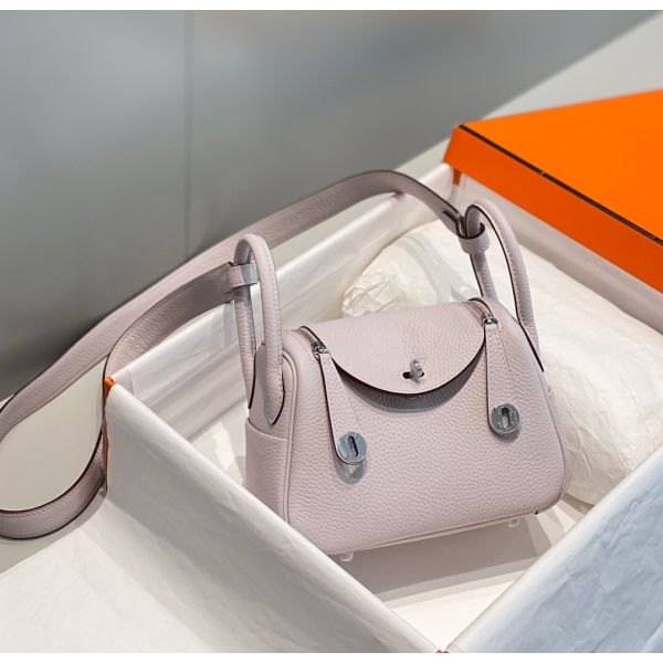 HERM Lindy Mini Bag In Mauve Pale Clemence Leather PHW