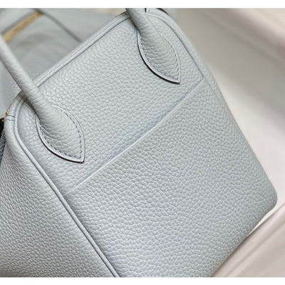 HERM Lindy 26cm Bag In Blue Brume Clemence Leather GHW