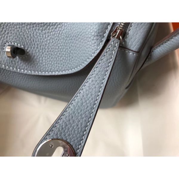 HERM Lindy 26cm Bag In Blue Lin Clemence Leather PHW