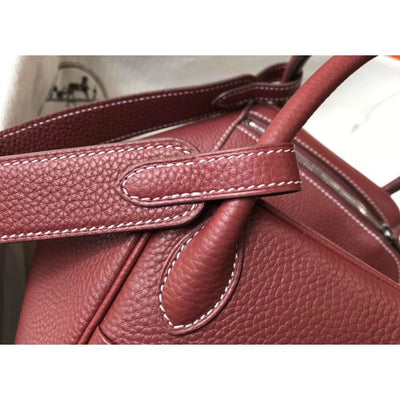 HERM Lindy 26cm Bag In Bordeaux Clemence Leather PHW