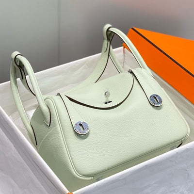 HERM Lindy 26cm Bag In Vert Fizz Clemence Leather GHW