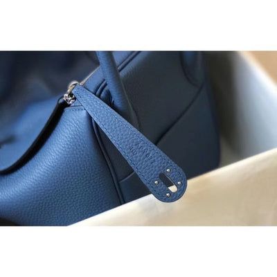 HERM Lindy 30cm Bag In Blue Agate Clemence Leather PHW