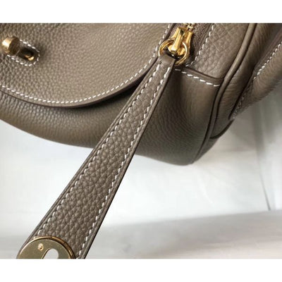 HERM Lindy 30cm Bag In Taupe Clemence Leather GHW
