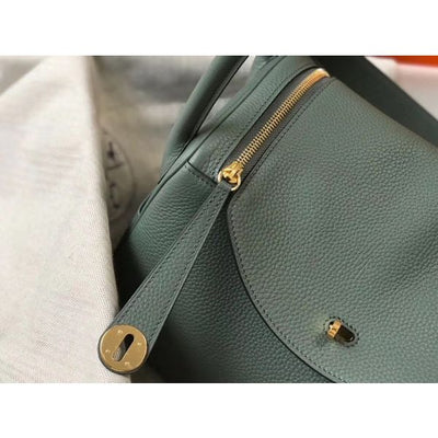 HERM Lindy 30cm Bag In Vert Amande Clemence Leather GHW