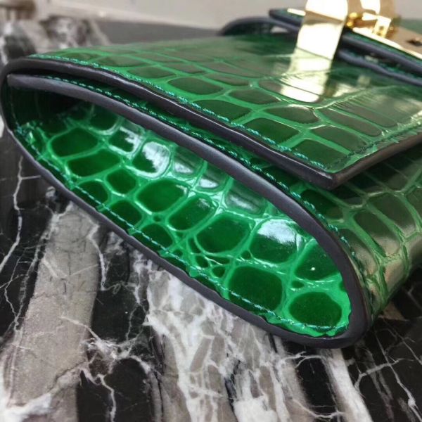 HERM Medor Clutch Bag In Bamboo Crocodile Leather