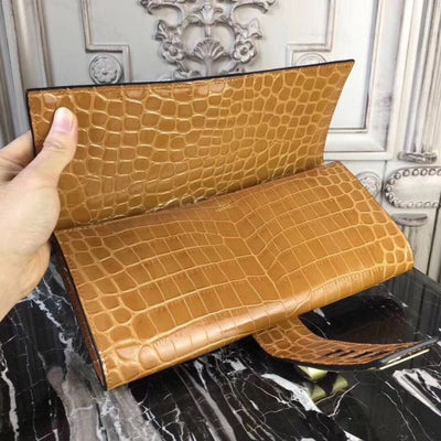 HERM Medor Clutch Bag In Camarel Crocodile Leather