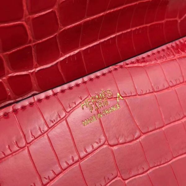 HERM Medor Clutch Bag In Cherry Crocodile Leather
