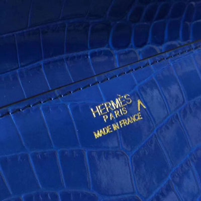 HERM Medor Clutch Bag In Blue Crocodile Leather