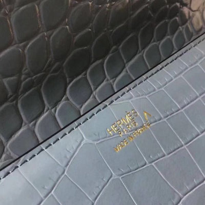 HERM Medor Clutch Bag In Ciel Crocodile Leather