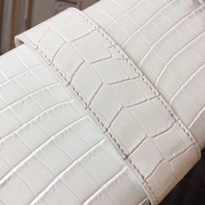 HERM Medor Clutch Bag In White Crocodile Leather