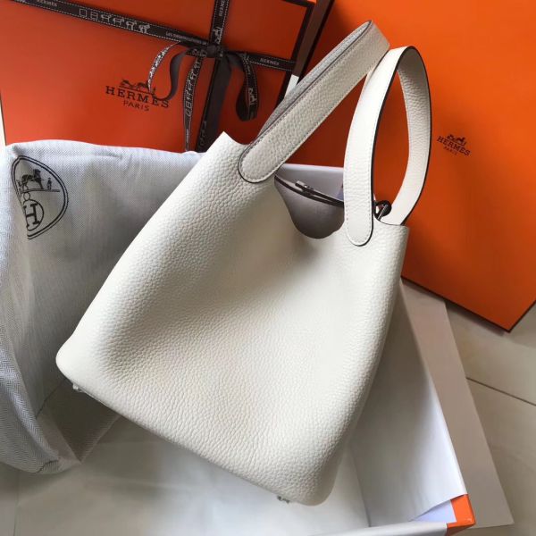 HERM Picotin Lock 18 Bag In Beton Clemence Leather