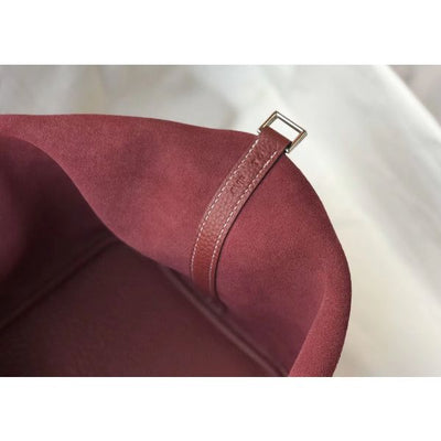 HERM Picotin Lock 18 Bag In Bordeaux Clemence Leather