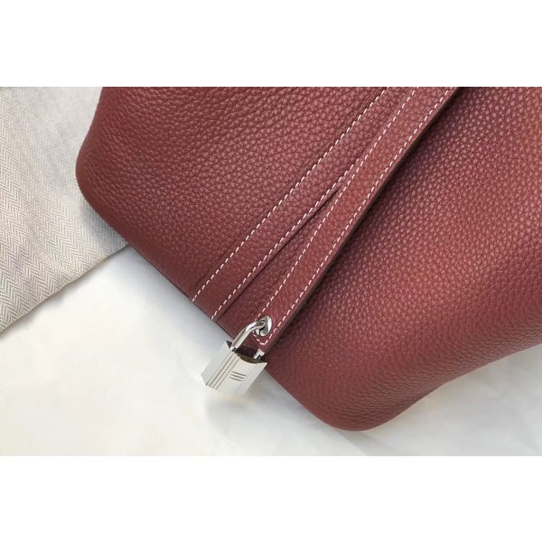 HERM Picotin Lock 18 Bag In Bordeaux Clemence Leather