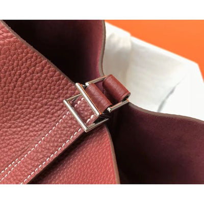 HERM Picotin Lock 18 Bag In Bordeaux Clemence Leather