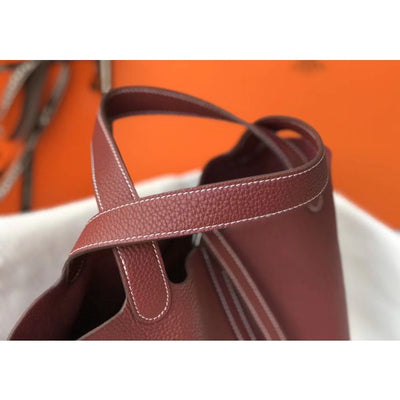 HERM Picotin Lock 18 Bag In Bordeaux Clemence Leather