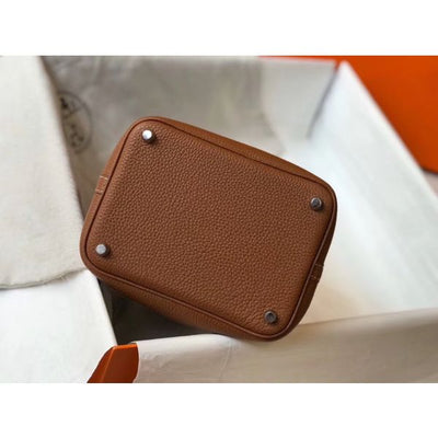 HERM Picotin Lock 18 Bag In Gold Clemence Leather