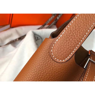 HERM Picotin Lock 18 Bag In Gold Clemence Leather