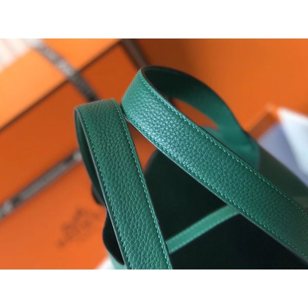 HERM Picotin Lock 18 Bag In Vert Vertigo Clemence Leather