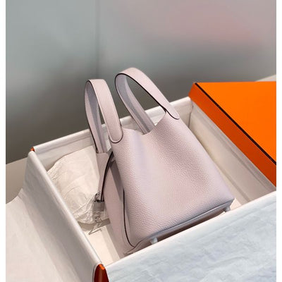 HERM Picotin Lock 18 Bag In Mauve Pale Clemence Leather