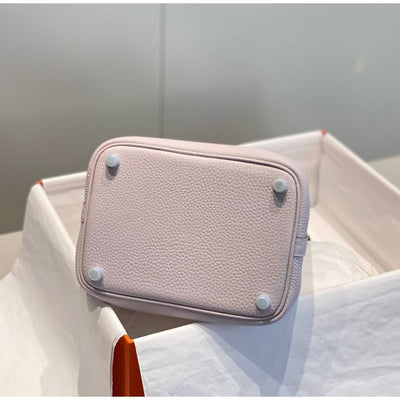 HERM Picotin Lock 18 Bag In Mauve Pale Clemence Leather