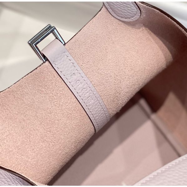 HERM Picotin Lock 18 Bag In Mauve Pale Clemence Leather