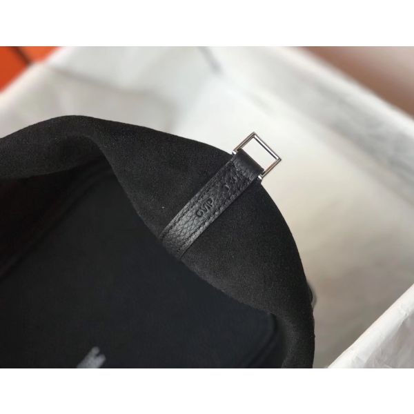 HERM Picotin Lock 18 Bag In Black Clemence Leather