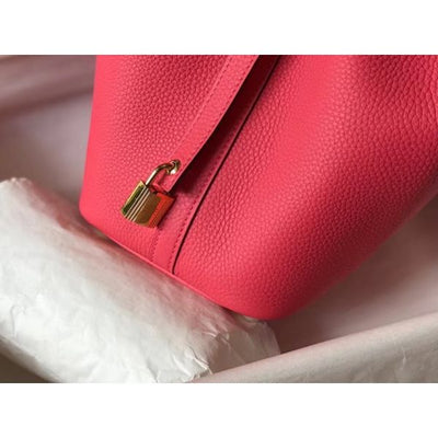 HERM Picotin Lock 18 Bag In Rose Lipstick Clemence Leather