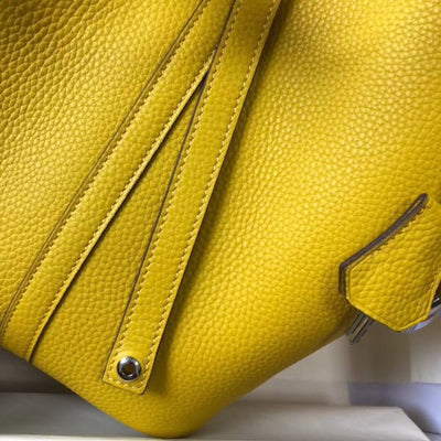 HERM Picotin Lock 18 Bag In Yellow Clemence Leather