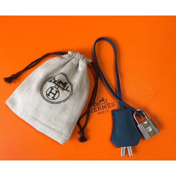 HERM Picotin Lock 22 Bag In Blue Agate Clemence Leather