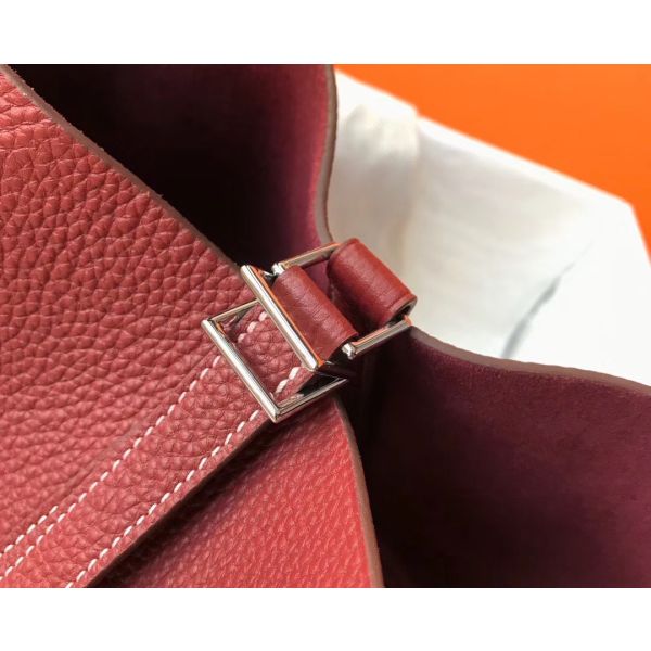 HERM Picotin Lock 22 Bag In Bordeaux Clemence Leather