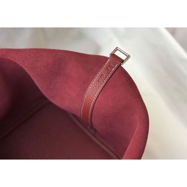 HERM Picotin Lock 22 Bag In Bordeaux Clemence Leather