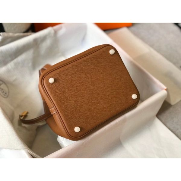 HERM Picotin Lock 22 Bag In Gold Clemence Leather