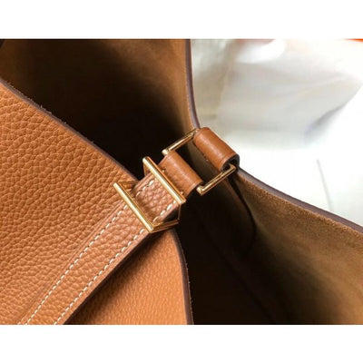 HERM Picotin Lock 22 Bag In Gold Clemence Leather