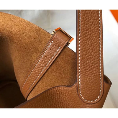 HERM Picotin Lock 22 Bag In Gold Clemence Leather