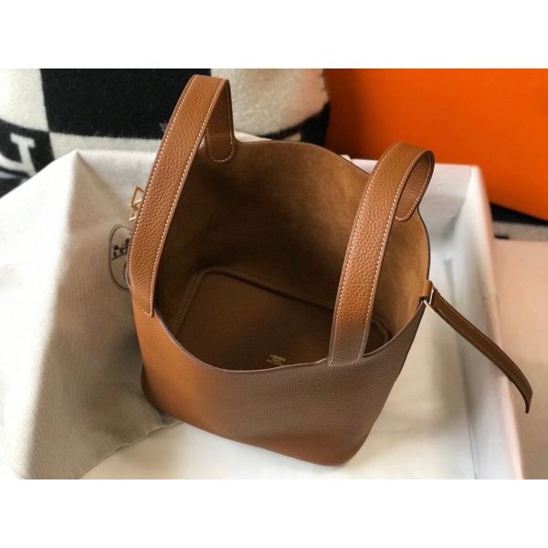 HERM Picotin Lock 22 Bag In Gold Clemence Leather