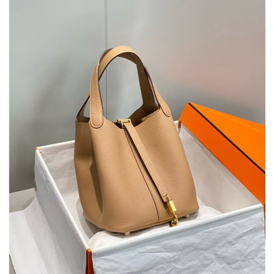 HERM Picotin Lock 22 Bag In Chai Clemence Leather