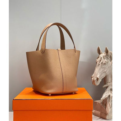 HERM Picotin Lock 22 Bag In Chai Clemence Leather