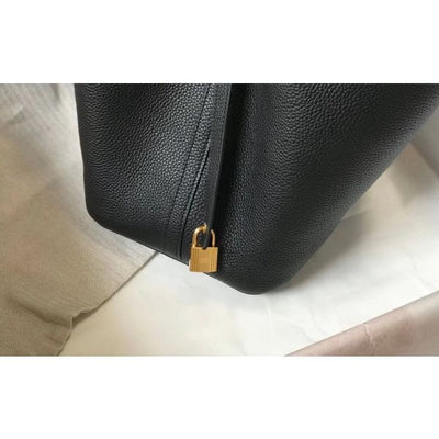 HERM Picotin Lock 22 Bag In Black Clemence Leather